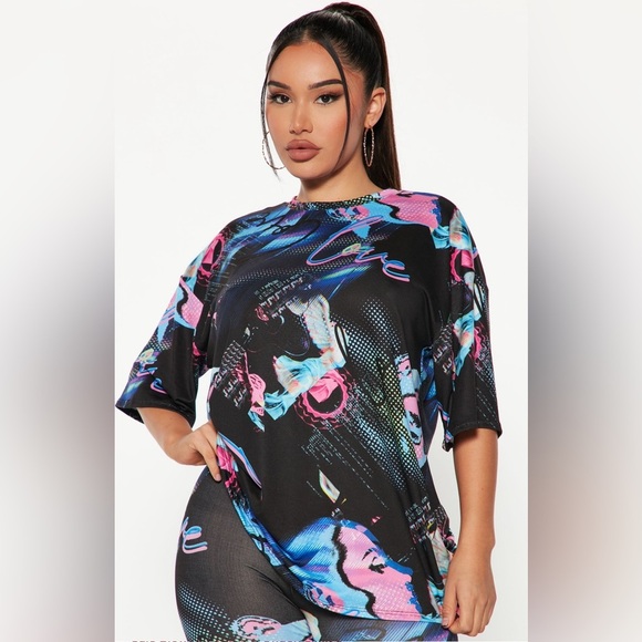 Black and Blue Abstract Leggings Set - Picture 2 of 3